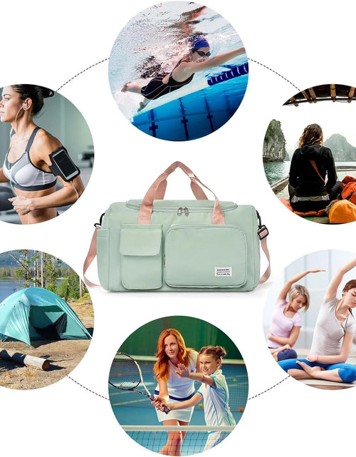 Load image into Gallery viewer, Bolsa De Gimnasio Pequeña Para Mujer, Bolsa De Lona Impermeable De Mano Para Fin De Semana Con Compartimento Para Zapatos Y Bolsillo Húmedo, Bolsa De Mano Para Viajes, Ejercicio, Deporte

