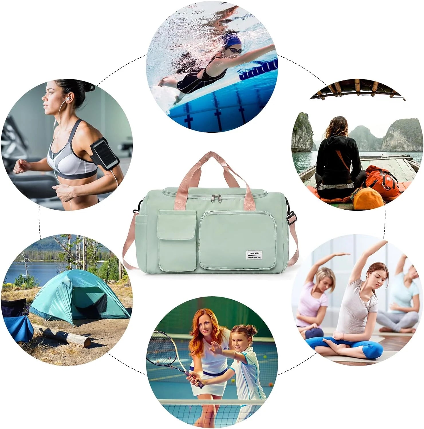 Bolsa De Gimnasio Pequeña Para Mujer, Bolsa De Lona Impermeable De Mano Para Fin De Semana Con Compartimento Para Zapatos Y Bolsillo Húmedo, Bolsa De Mano Para Viajes, Ejercicio, Deporte