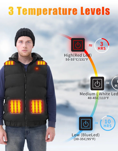 Load image into Gallery viewer, Heated Vest Para Hombre Y Mujeres Con Paquete De Batería De 10000Mah, Capucha Calefactable Desmontable Ropa Calefactable, Chaqueta Eléctricamente Calefactada Con 3 Niveles De Temperatura, Talla XL
