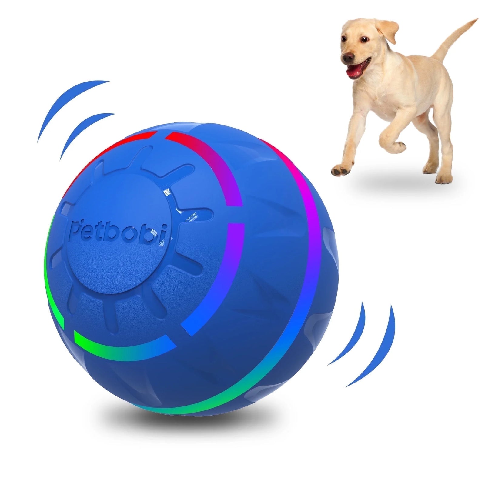 Pelota Interactiva De Juguete Para Perro, Pelota Activa Rodante Para Perros Con Luz LED Intermitente, Pelota De Juguetes Que Se Mueve Y Rebota Para Perros Medianos Y Grandes, Recargable Por USB, Azul