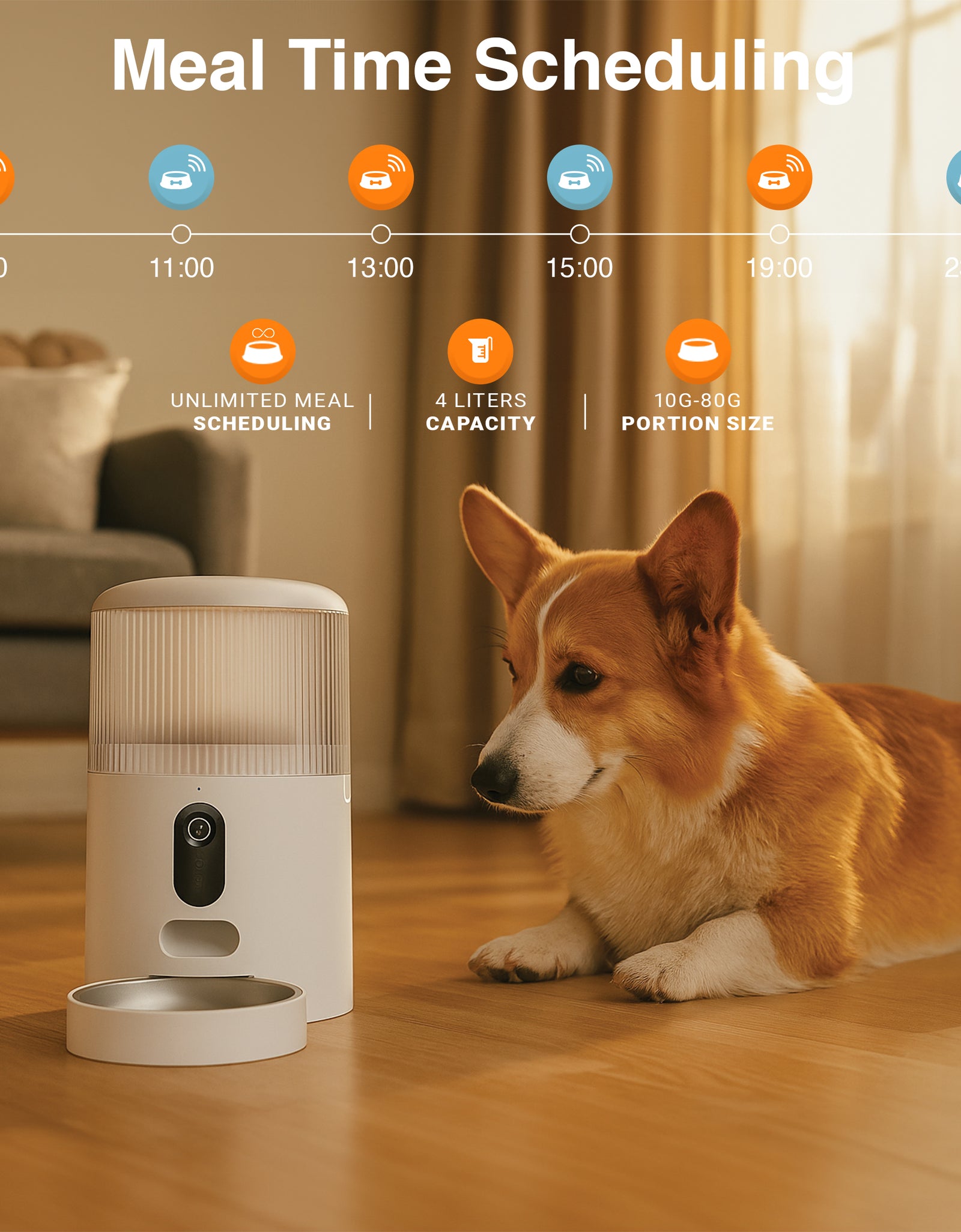 Comedero Automático Doble Para Mascotas Purechew Con Cámara HD Y Doble Tazón Para Gatos Y Perros