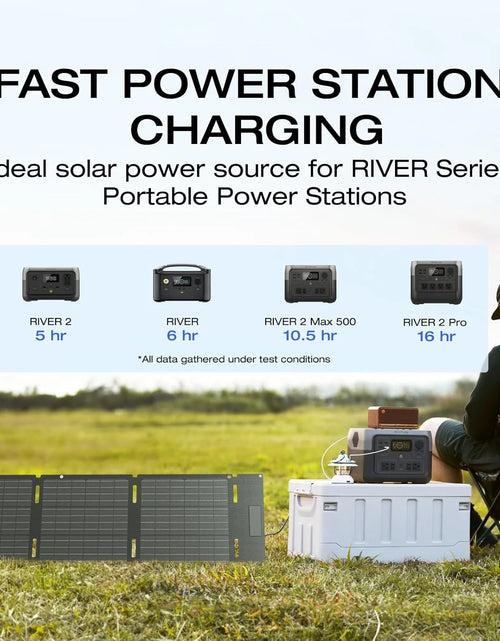 Load image into Gallery viewer, Panel Solar Portátil De 60W Para Estación De Energía, Cargador Solar Plegable Con Soporte Ajustable, Impermeable IP67 Para Acampar Al Aire Libre, RV, Sistema Sin Red
