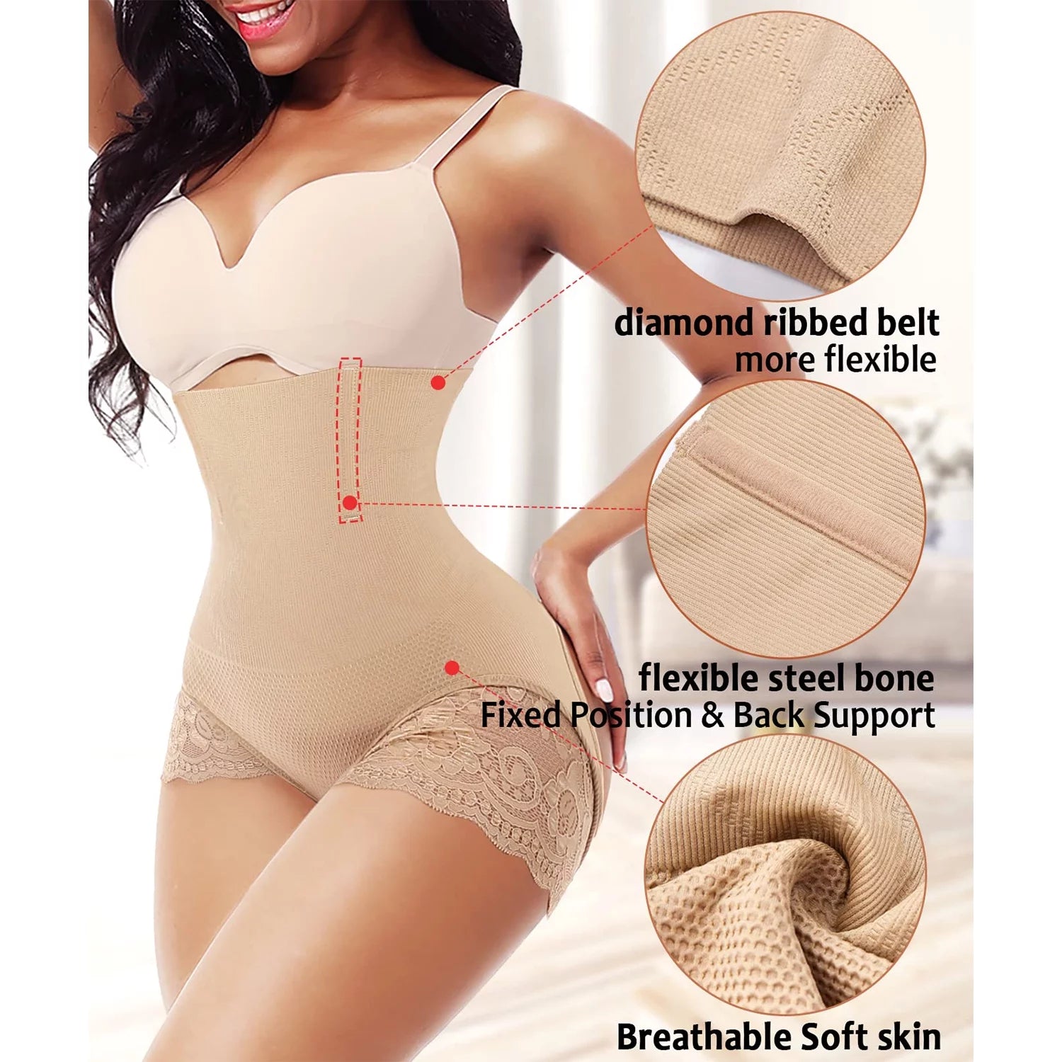 Faja Levantadora De Glúteos Para Mujer, Bragas Levantadoras De Abdomen, Faja Levantadora De Glúteos, Moldeador De Cintura Con Levantamiento De Glúteos Más Grande