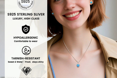 December Synthetic Turquoise Birthstone Necklaces Women Pure 925 Sterling Silver Love Heart Pendant Mother'S Day Gifts for Wife Mom Daughter