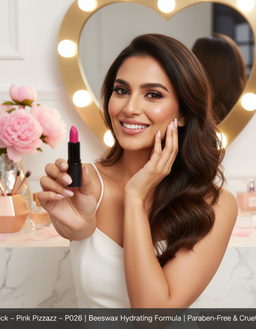 Load image into Gallery viewer, Lipstick – Pink Pizzazz – P026 | Beeswax Hydrating Formula | Paraben-Free &amp; Cruelty-Free
