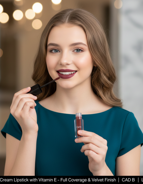 Load image into Gallery viewer, Liquid Cream Lipstick with Vitamin E – Full Coverage &amp; Velvet Finish | CAD B | LCL02
