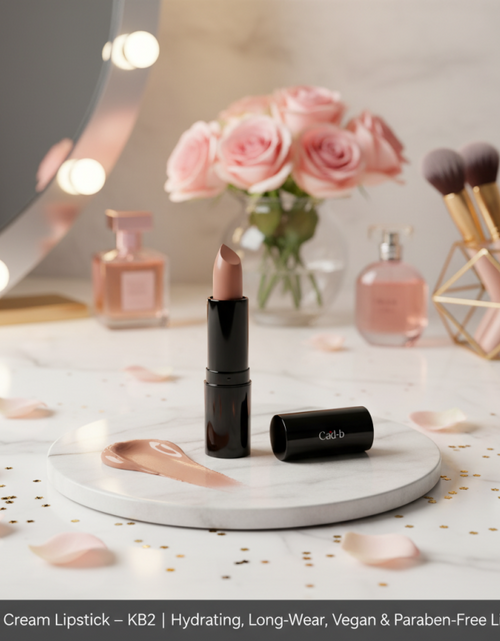 Load image into Gallery viewer, Luxury Cream Lipstick – Naughty Nude – KB2 | Hydrating, Long-Wear, Vegan &amp; Paraben-Free Lip Color
