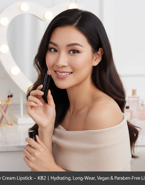 Load image into Gallery viewer, Luxury Cream Lipstick – Naughty Nude – KB2 | Hydrating, Long-Wear, Vegan &amp; Paraben-Free Lip Color
